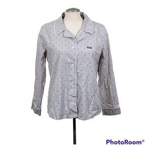 FIGS Womens Pajama Top Medium Gray Long Sleeve EKG Heartbeat Heart Medical Nurse